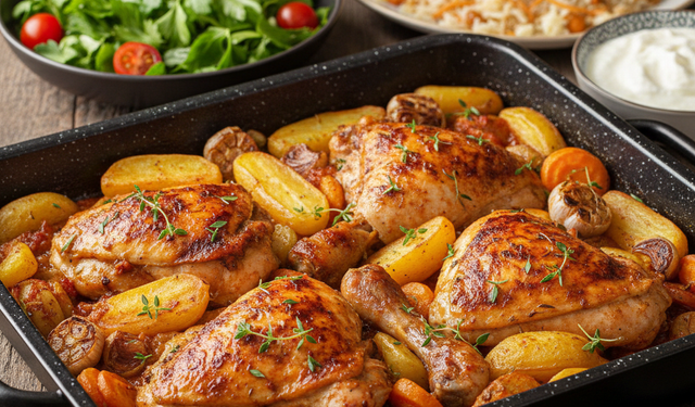 Fırında lokum gibi pratik tavuk ve sebze tarifi