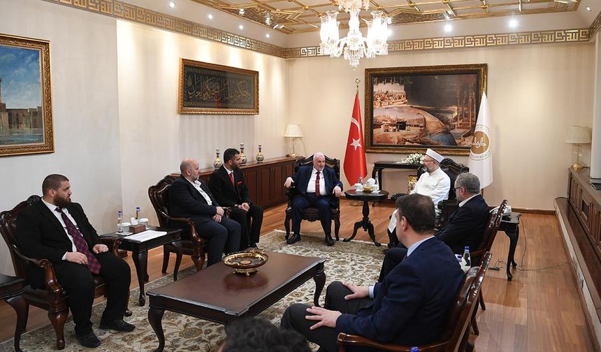 Diyanet İşleri Başkanı Erbaş, Suriye Vakıflar Bakanı Dr. Şükri’yi kabul etti