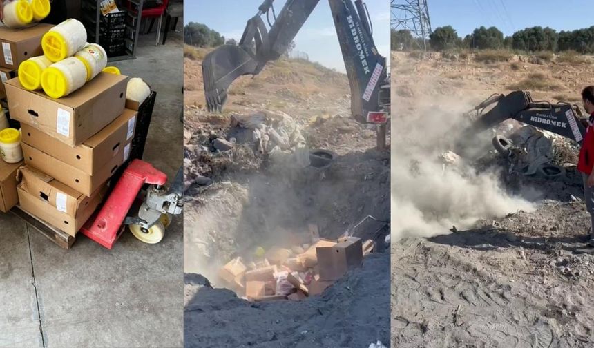 Sucuk, peynir, ketçaptan oluşan 1 ton gıda malzemesi toprağa gömülerek imha edildi