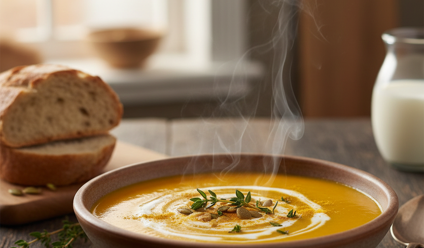 İçinizi ısıtacak şifa deposu: 'Sütlü bal kabağı çorbası'