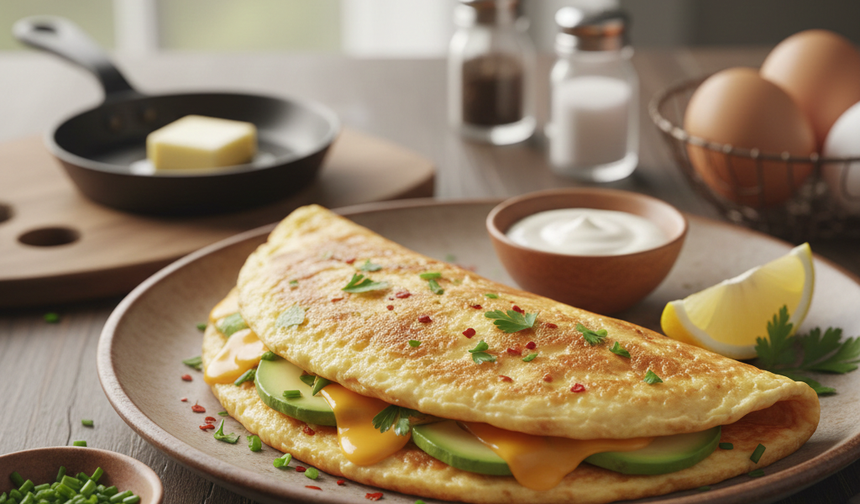 Kahvaltının yeni gözdesi! peynirli ve avokadolu omlet