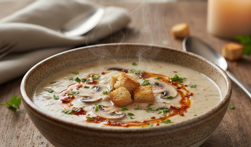 Restoran usulü sütlü mantar çorbası