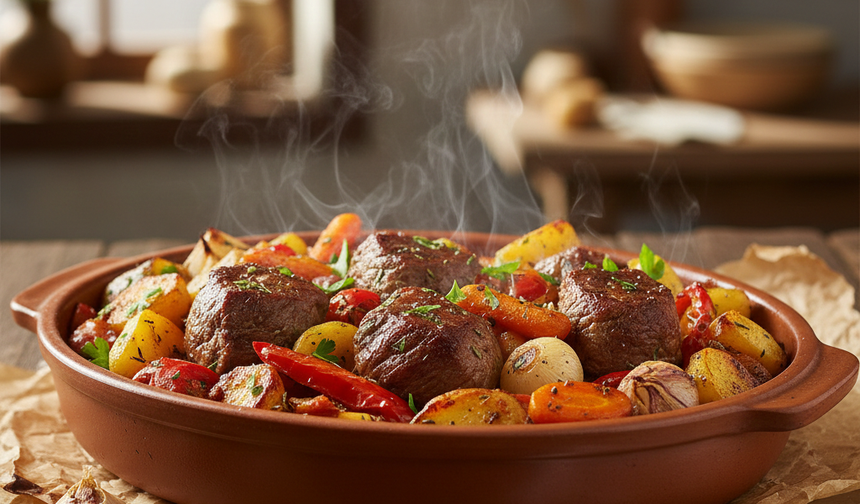 Lokum kıvamında fırında sebzeli et tandır tarifi