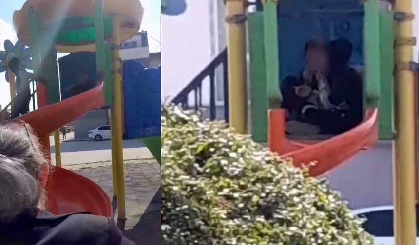 Eskişehir’de çocuk parkında endişe yaratan anlar!