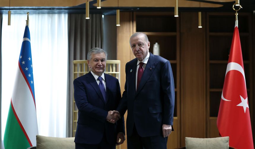 Cumhurbaşkanı Erdoğan Türkistan'da Mirziyoyev ile görüştü