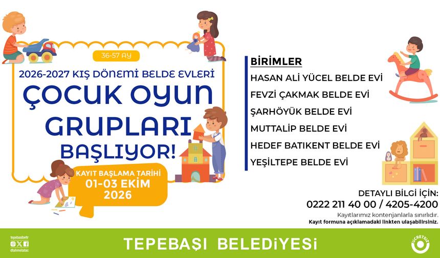 Tepebaşı'nda minikler için kış dönemi oyun grupları kayıtları açıldı