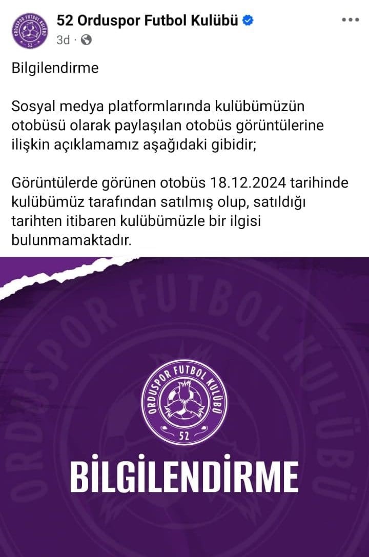 Suriye’de Görülen Orduspor Otobüsüne Ilişkin Kulüpten Açıklama