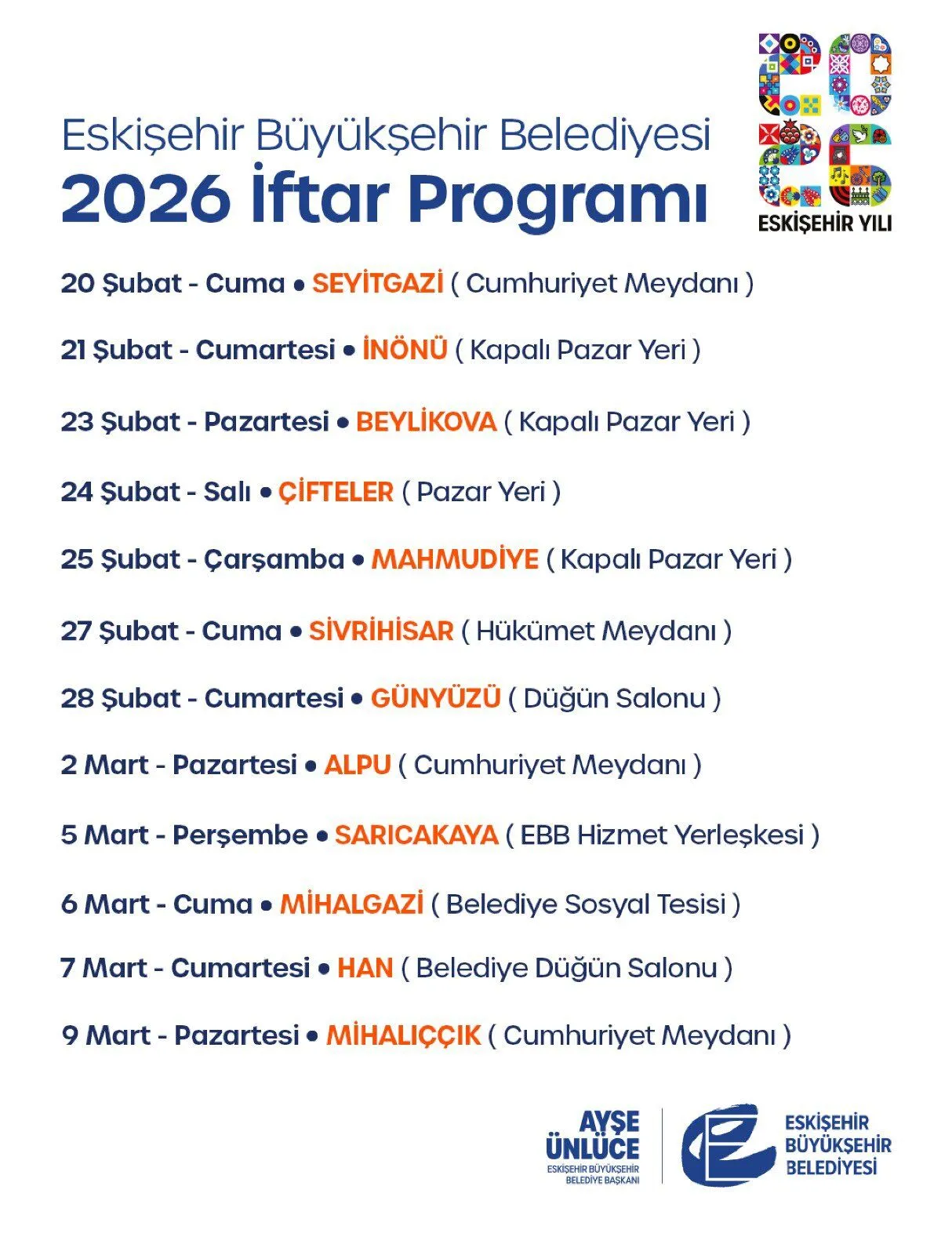 Büyükşehir duyurdu: Eskişehir'de 12 ilçede iftar sofrası kurulacak