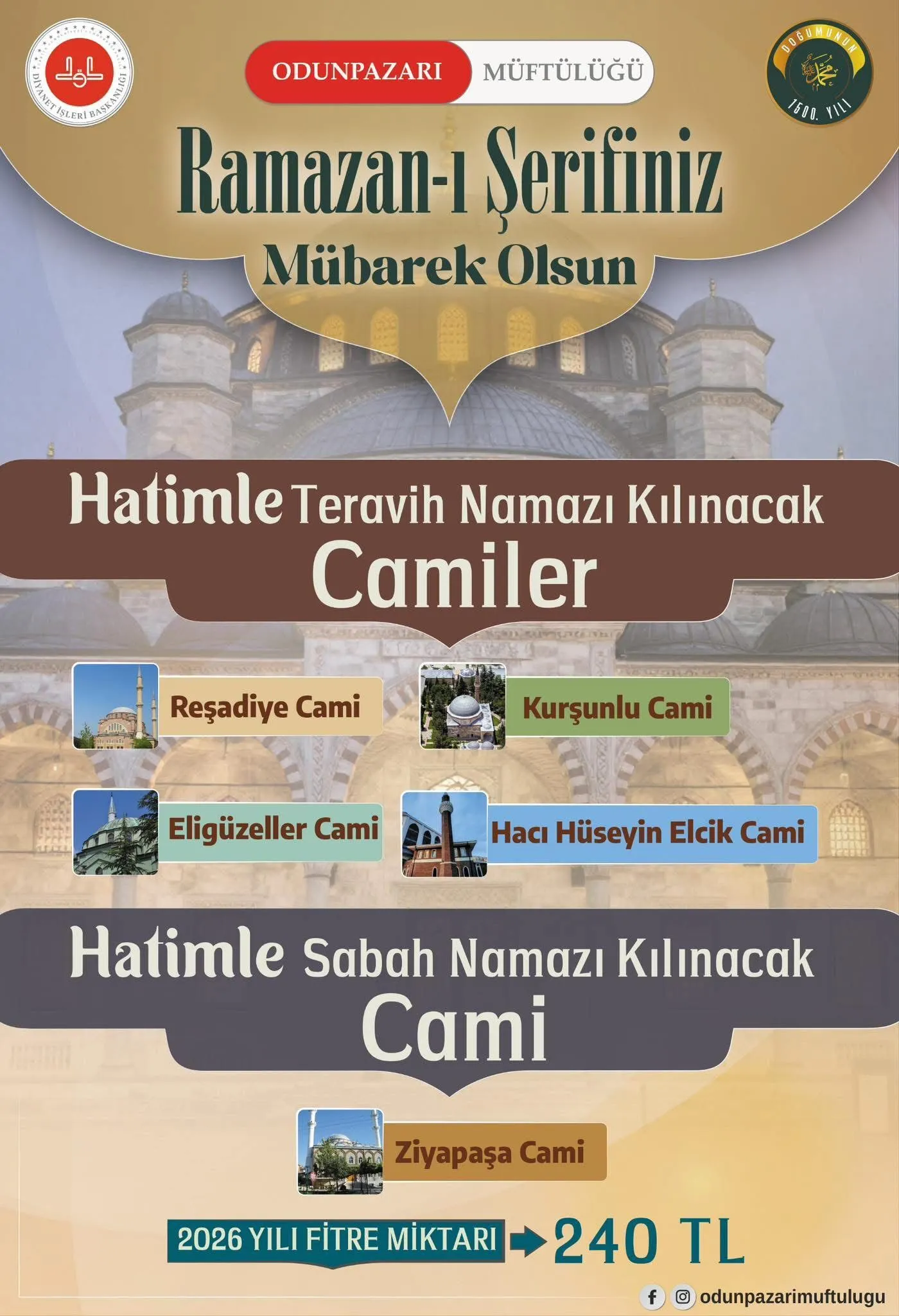 Eskişehir'de hatimle teravih namazı kılınacak sekiz cami belli oldu