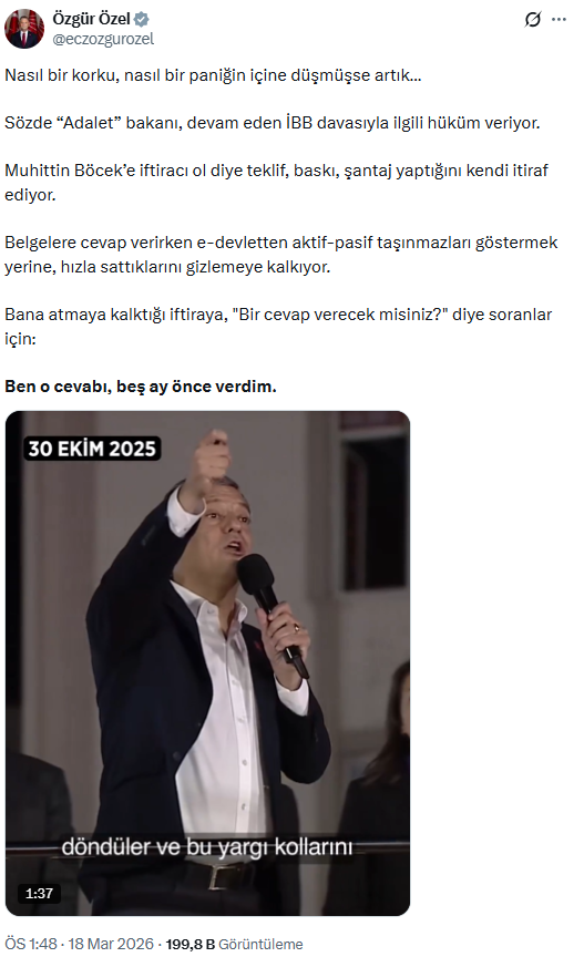 Özgür Özel’den Akın Gürlek’e Sert Yanıt