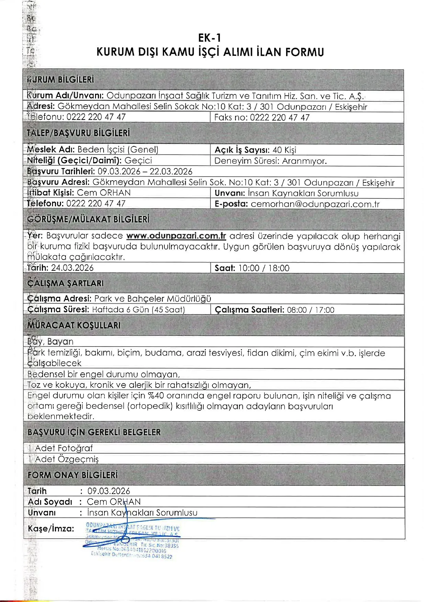 Odunpazarı Belediyesi’nden İstihdam Hamlesi: 40 Personel Alınacak!