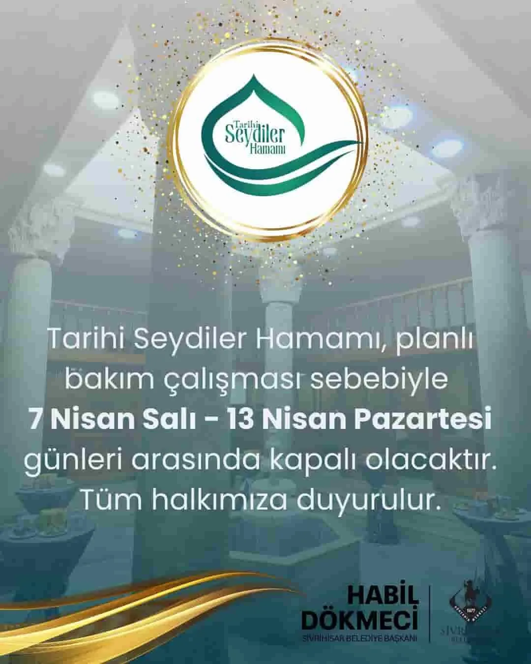 Seydiler Hamamı Kapalı Olacak 