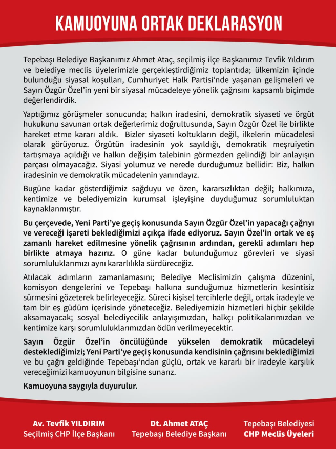 Tepebaşı Belediyesi Açıklama