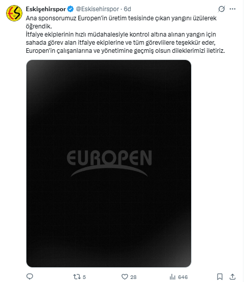 EUROPEN Geçmiş Olsun Mesajı