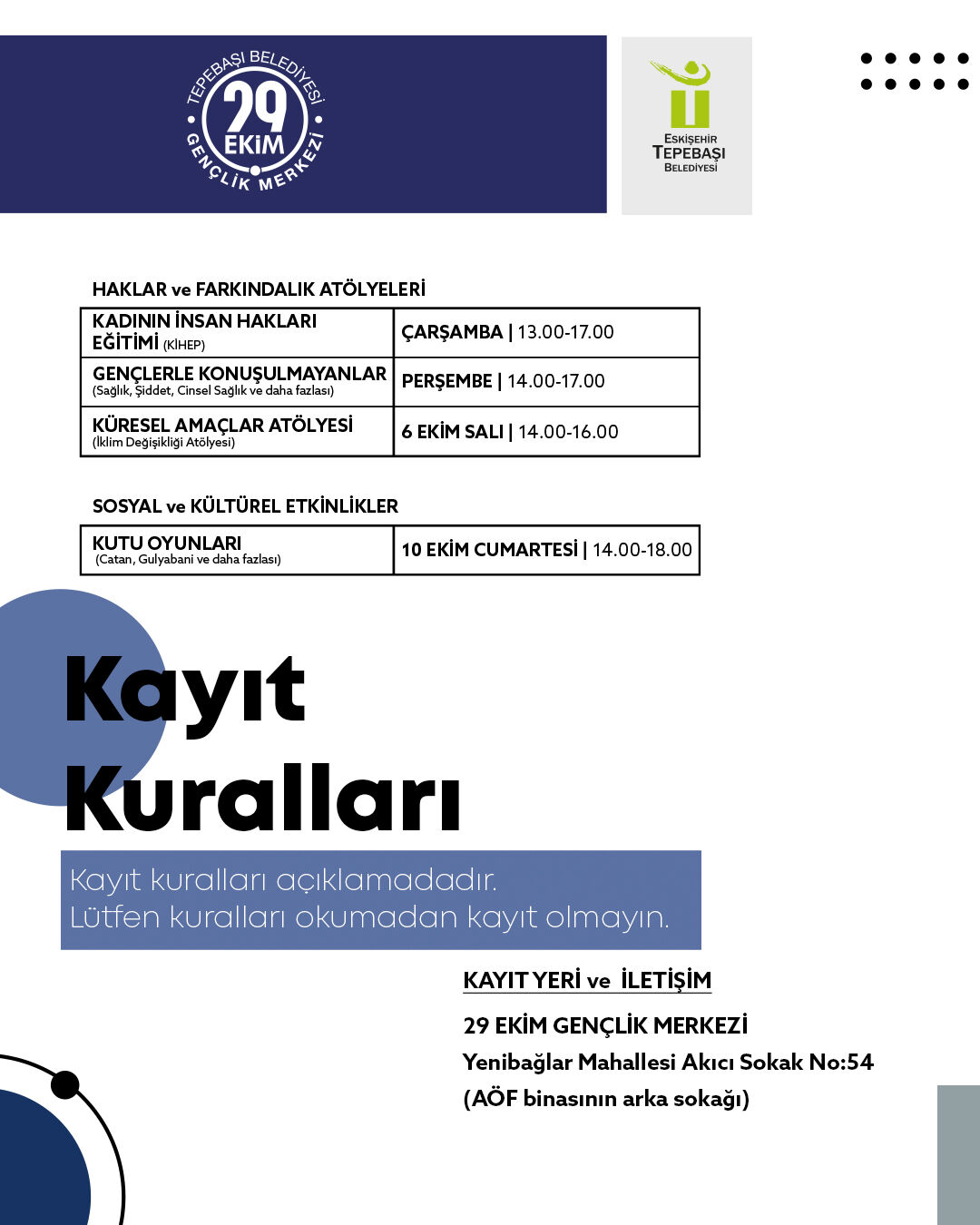 Tepebaşı Güz Dönemi̇ Kayıt