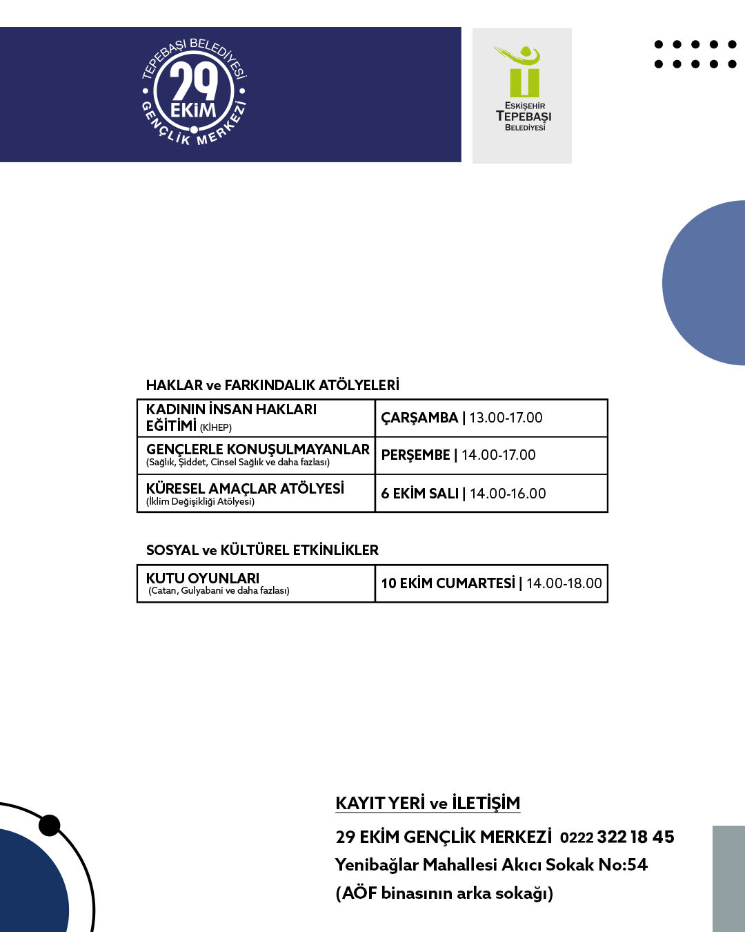 Tepebaşı Güz Dönemi̇ Kayıt