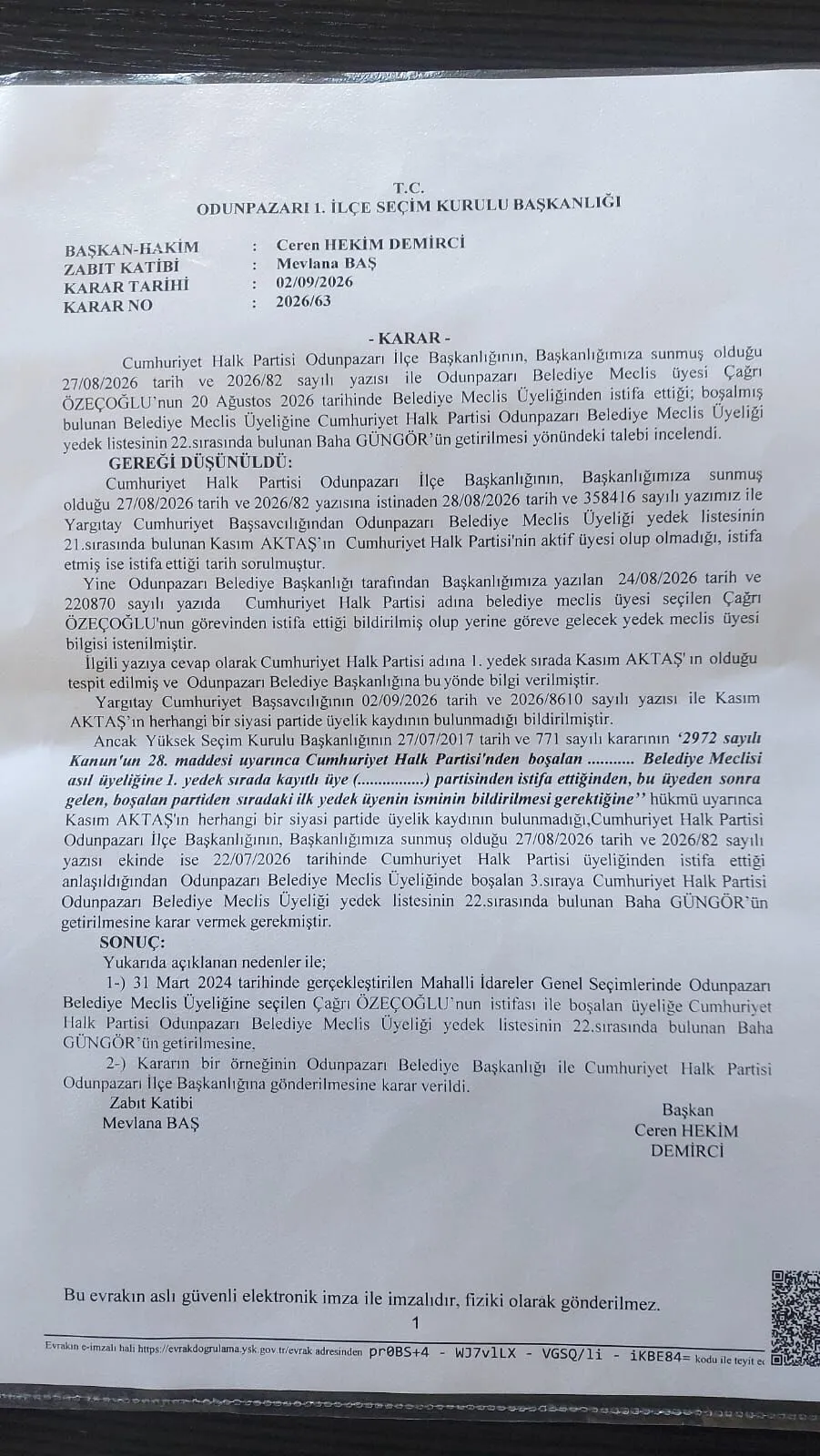 CHP'nin İtirazı