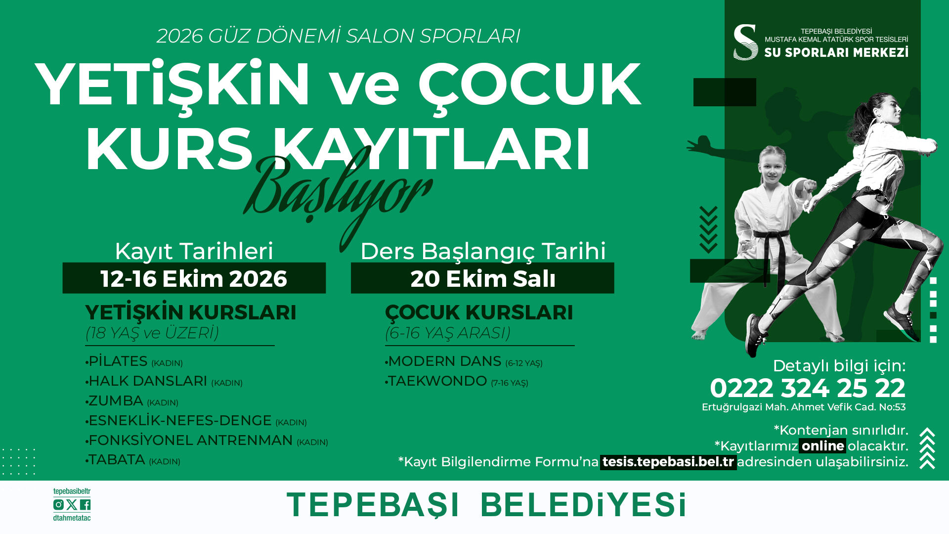Tepebaşı’nda Yüzme ve Salon Sporları Kursları İçin Kayıtlar Başlıyor